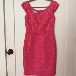VTG bubblegum pink jacquard structure wiggle dress